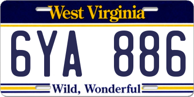 WV license plate 6YA886
