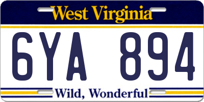 WV license plate 6YA894