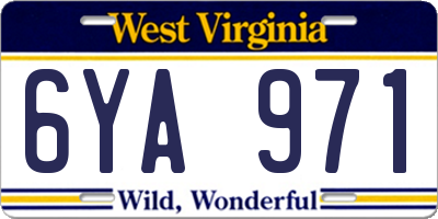 WV license plate 6YA971