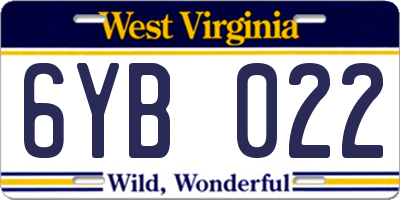 WV license plate 6YB022