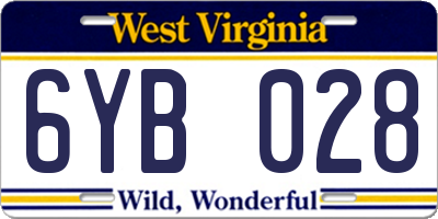 WV license plate 6YB028