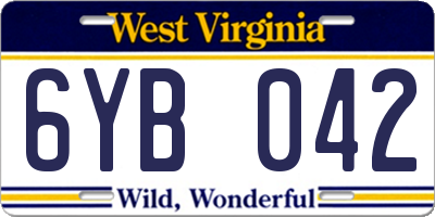 WV license plate 6YB042