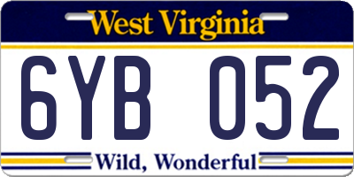 WV license plate 6YB052
