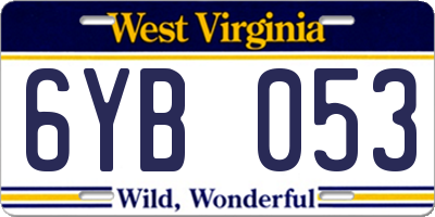 WV license plate 6YB053