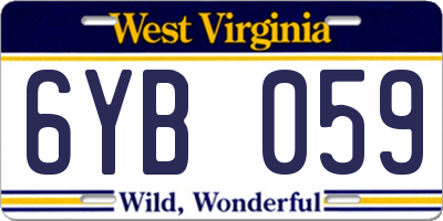 WV license plate 6YB059