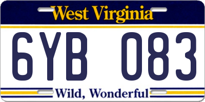 WV license plate 6YB083