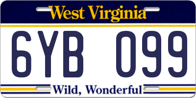 WV license plate 6YB099