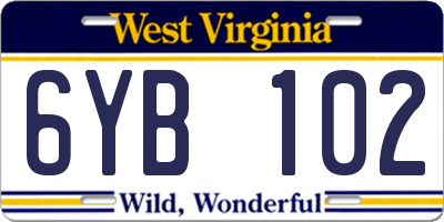WV license plate 6YB102