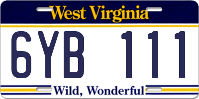 WV license plate 6YB111