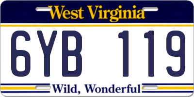 WV license plate 6YB119