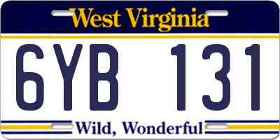 WV license plate 6YB131