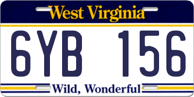 WV license plate 6YB156