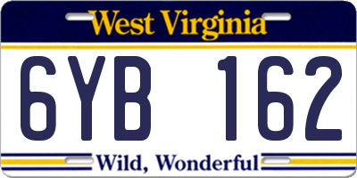 WV license plate 6YB162