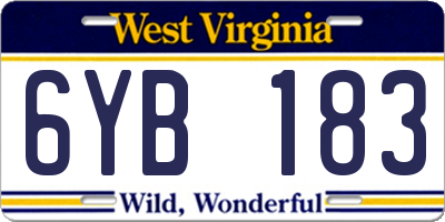 WV license plate 6YB183