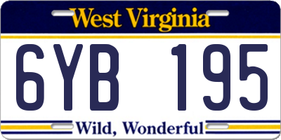 WV license plate 6YB195