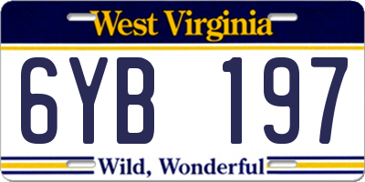 WV license plate 6YB197