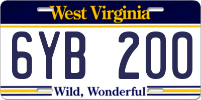WV license plate 6YB200