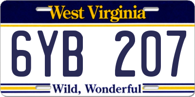 WV license plate 6YB207