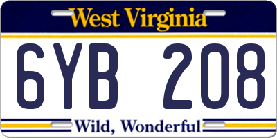 WV license plate 6YB208