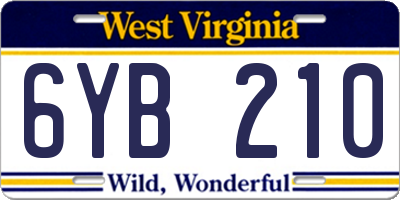 WV license plate 6YB210