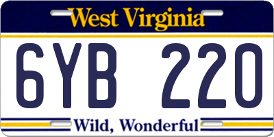 WV license plate 6YB220