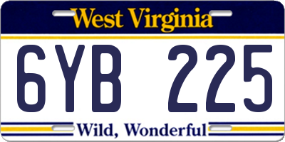 WV license plate 6YB225