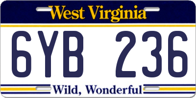 WV license plate 6YB236