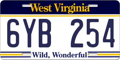 WV license plate 6YB254