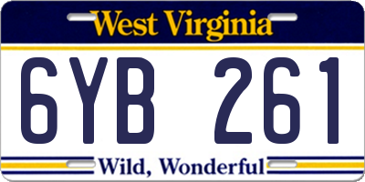 WV license plate 6YB261