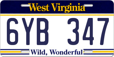 WV license plate 6YB347