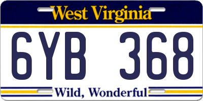 WV license plate 6YB368