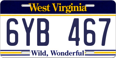 WV license plate 6YB467
