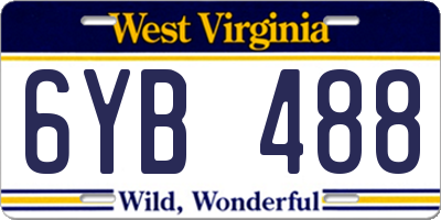 WV license plate 6YB488