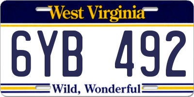 WV license plate 6YB492
