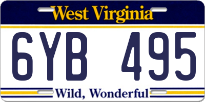 WV license plate 6YB495