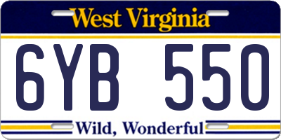 WV license plate 6YB550