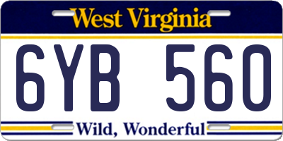 WV license plate 6YB560