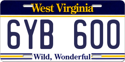 WV license plate 6YB600