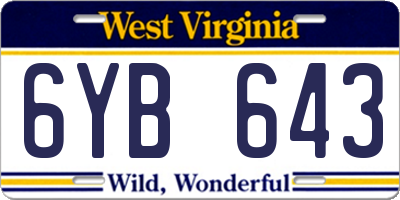 WV license plate 6YB643