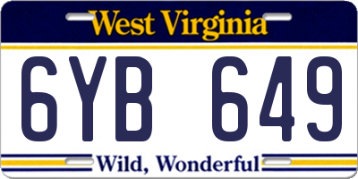 WV license plate 6YB649
