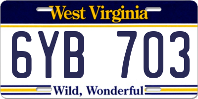 WV license plate 6YB703