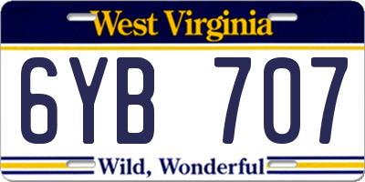 WV license plate 6YB707