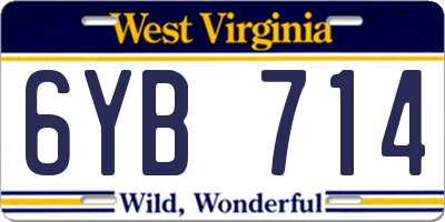 WV license plate 6YB714