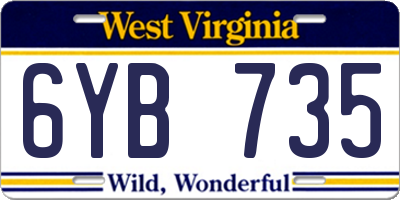 WV license plate 6YB735