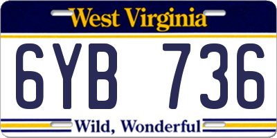 WV license plate 6YB736