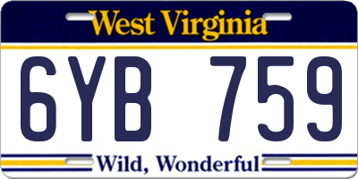 WV license plate 6YB759