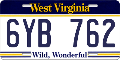 WV license plate 6YB762