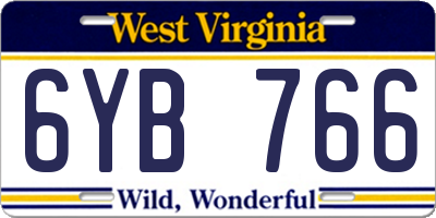 WV license plate 6YB766