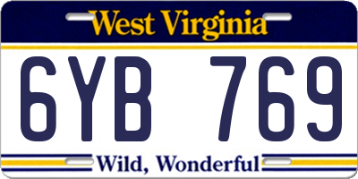 WV license plate 6YB769