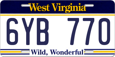 WV license plate 6YB770